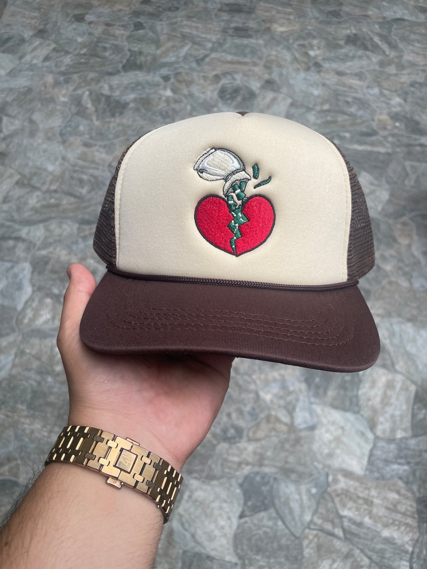 Brown and Tan Trucker Hat